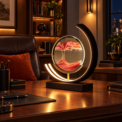 Duna sand lamp on a desk in a home study