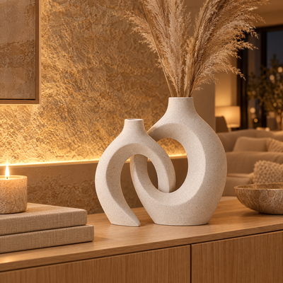 Nord vase with dried pampas on an oak console