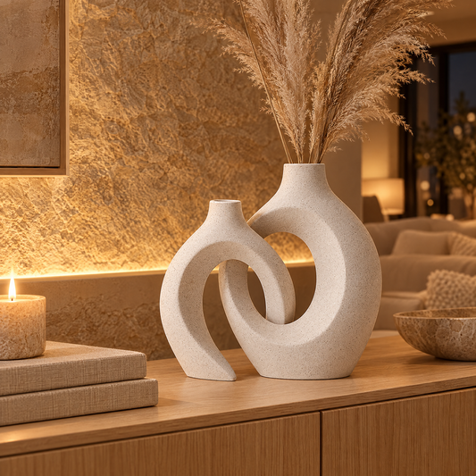 Nord vase with dried pampas on an oak console