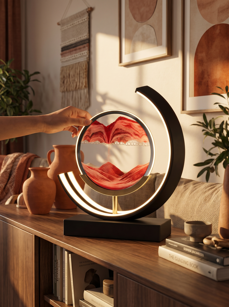 Turning the Duna sand art lamp