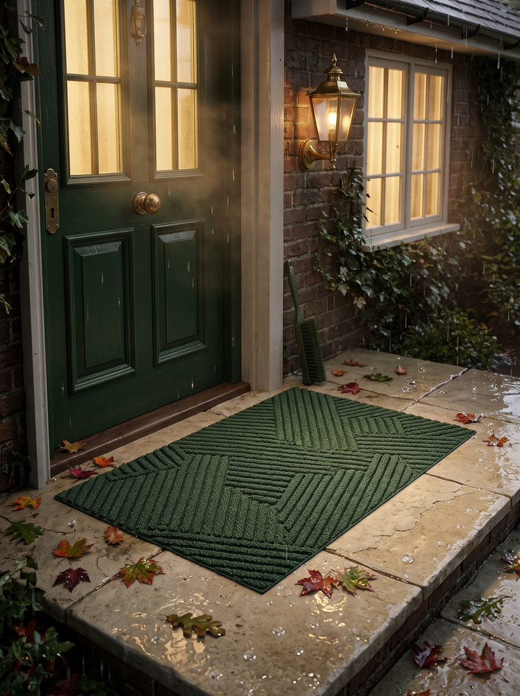 Terra door mat on a rainy porch